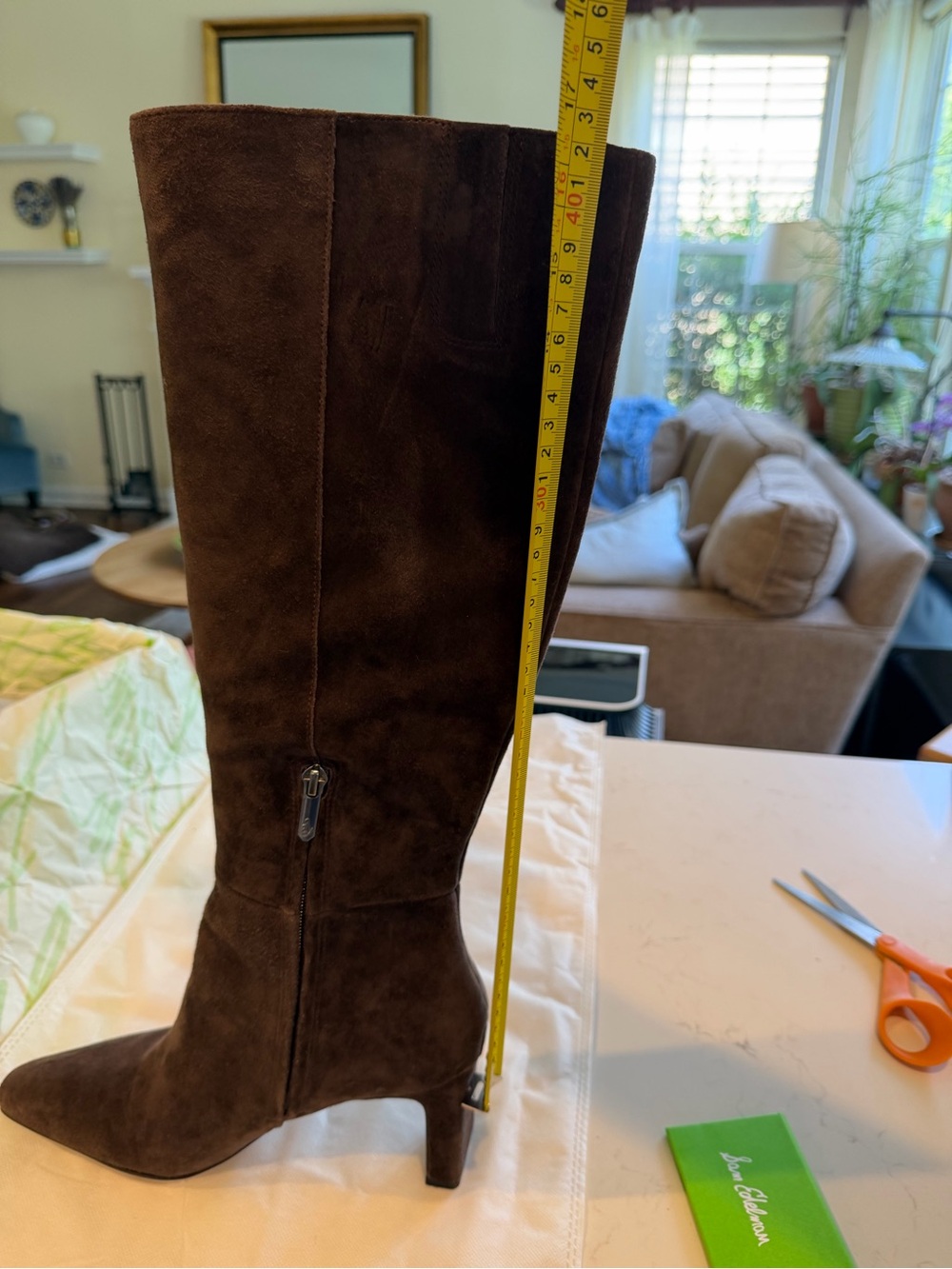 Sam Edelman Sylvia chocolate Brown Suede Knee-High Women's Boots - Picture 9 of 11